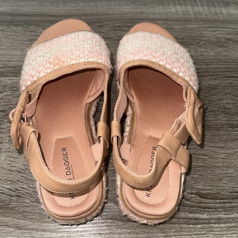KELSI DAGGER Women's Brooklyn Donovan Sandal7.5 Pink Peach Leather Platform NWOB